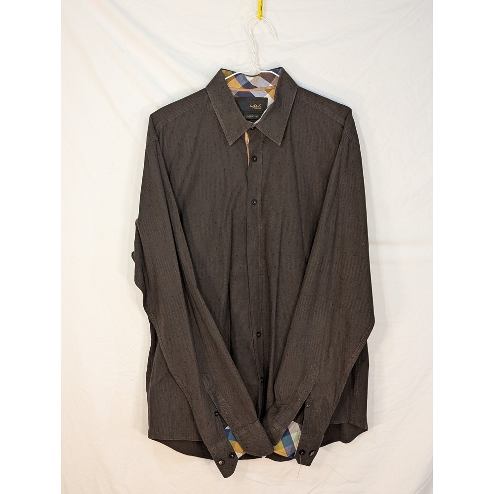 Eight X Premium Mens Brown Micro Check Classic Fit Cotton Button Down Shirt